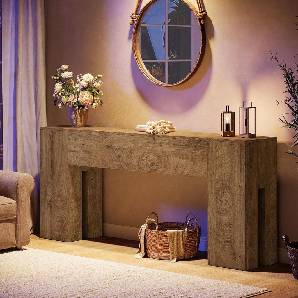 71 Inch Burlywood Console Tabletop Entryway Hallway - VivoSpazio