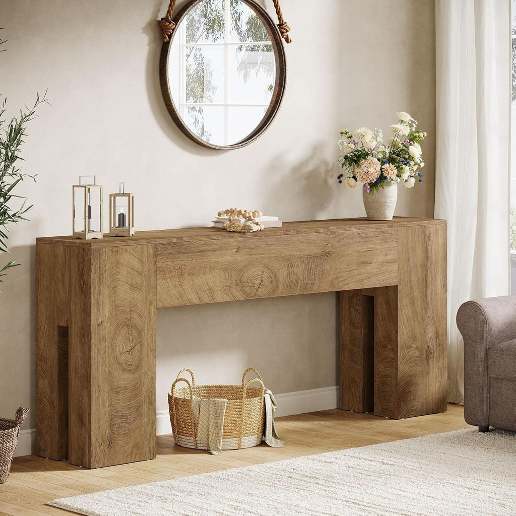 71 Inch Burlywood Console Tabletop Entryway Hallway - VivoSpazio