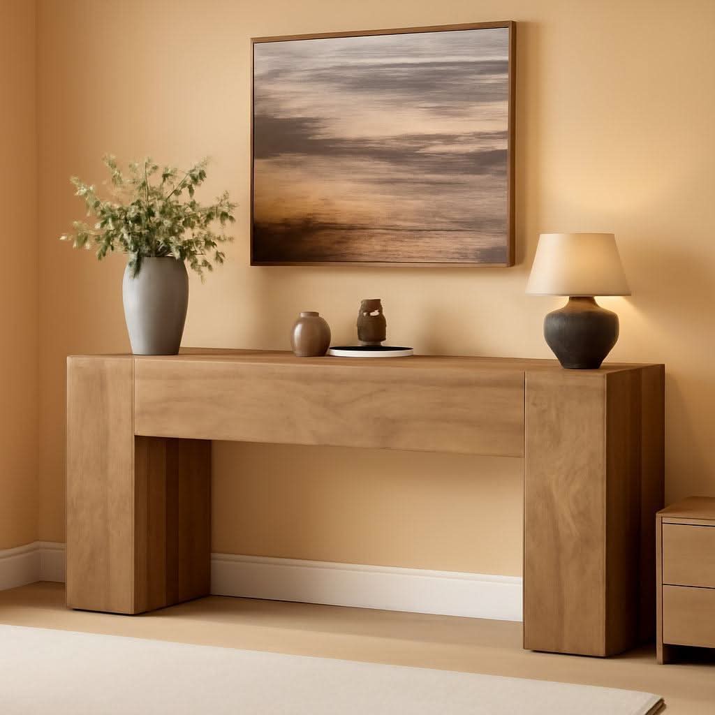 71 Inch Burlywood Console Tabletop Entryway Hallway - VivoSpazio