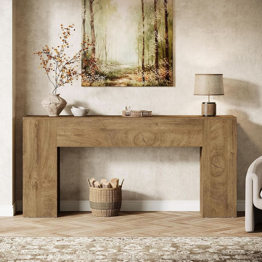 71 Inch Burlywood Console Tabletop Entryway Hallway - VivoSpazio