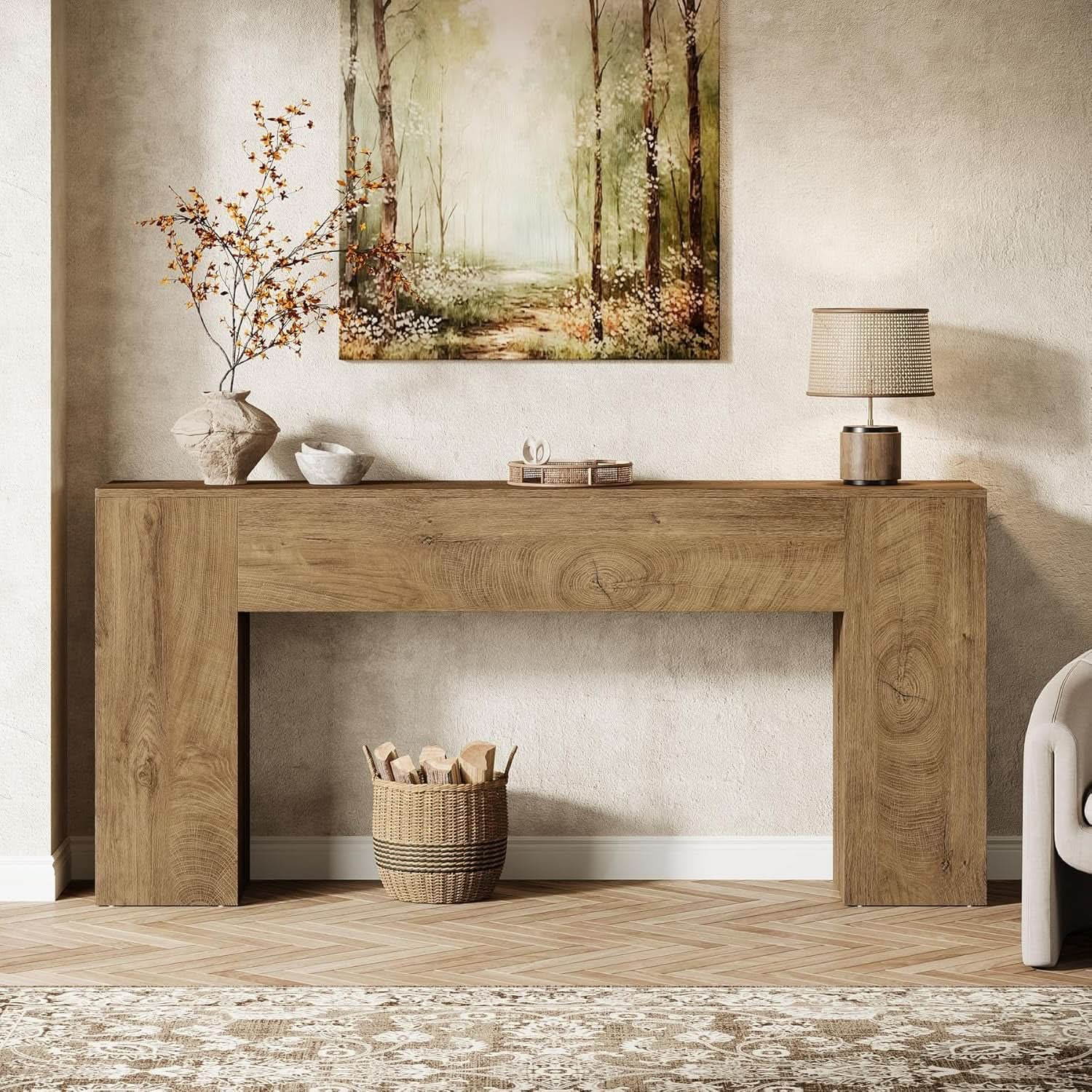 71 Inch Burlywood Console Tabletop Entryway Hallway - VivoSpazio