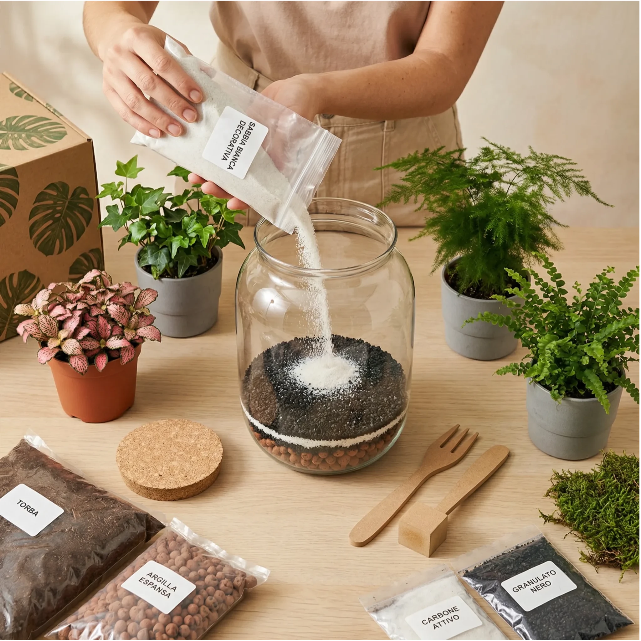 Kit Fai Da Te Terrarium Completo - Crea il Tuo Mini Giardino Elegante - VivoSpazio