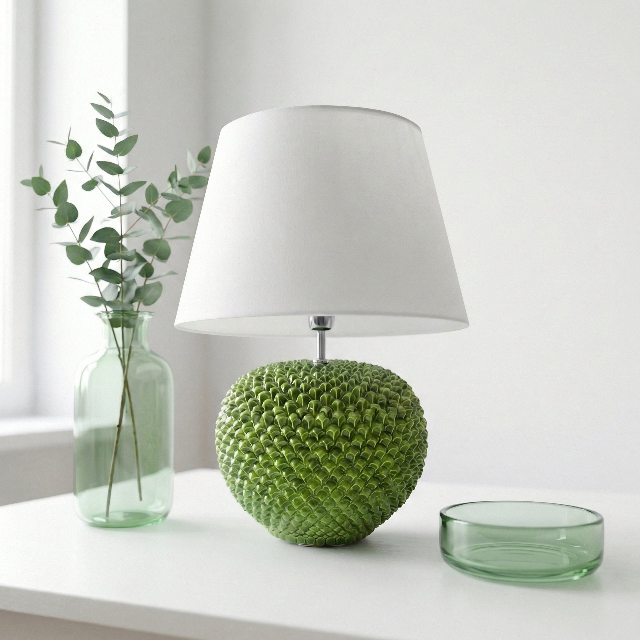 Lume a Palla Pigna in Ceramica di Caltagirone — Verde Foglia - VivoSpazio