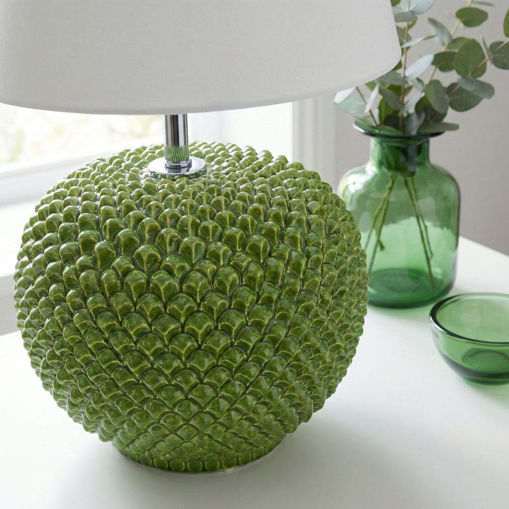 Lume a Palla Pigna in Ceramica di Caltagirone — Verde Foglia - VivoSpazio