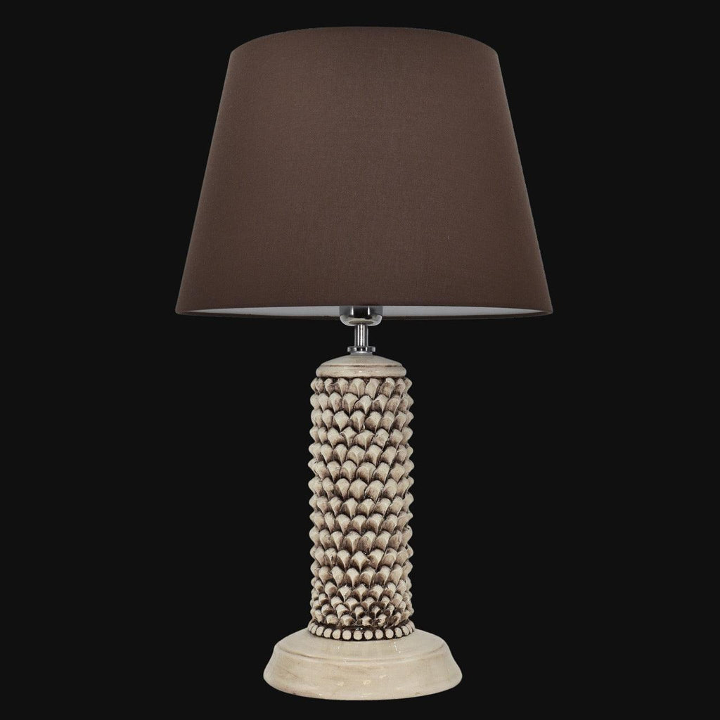 Lume Pigna Cilindro in Ceramica di Caltagirone h 60 cm — Madreperla Antichizzato - VivoSpazio