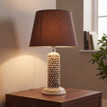 Lume Pigna Cilindro in Ceramica di Caltagirone h 60 cm — Madreperla Antichizzato - VivoSpazio