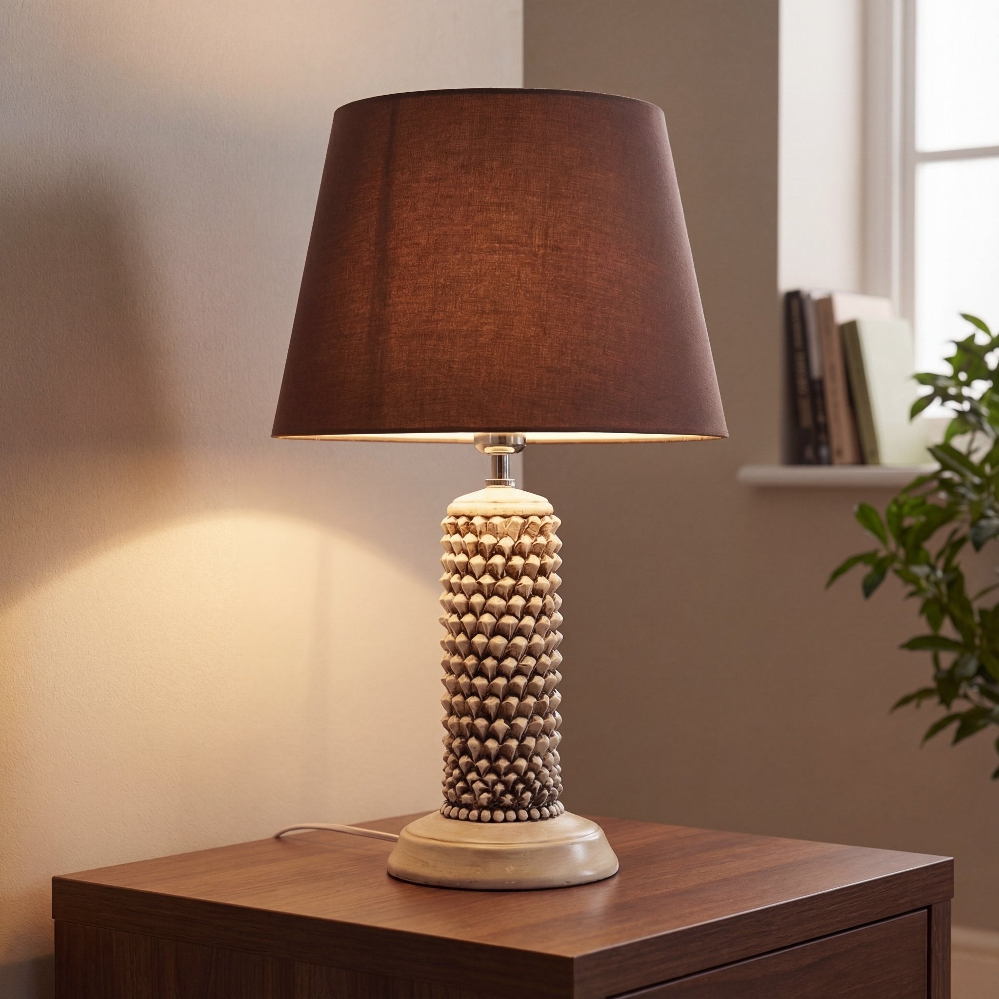 Lume Pigna Cilindro in Ceramica di Caltagirone h 60 cm — Madreperla Antichizzato - VivoSpazio